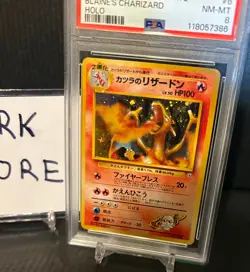 1999 Pokemon PSA 8 Blaine's CHARIZARD Japanese Holo Gym 2 Challenge #6 NEW CERT! - Image 1