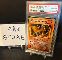 1999 Pokemon PSA 8 Blaine's CHARIZARD Japanese Holo Gym 2 Challenge #6 NEW CERT! - Image 2