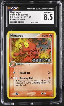 CGC 8.5 Magcargo 2005 EX Deoxys 37/107 Reverse Holo Stamped Pokemon Card - Image 1