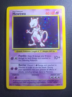 Pokemon TCG Mewtwo Base Set 10/102 Holo 1999-2000 Wizards Vintage WOTC - Image 1