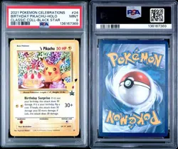 2021 Pokemon Celebrations Birthday Pikachu-Holo Coll-Black Star #24 PSA 9 - Image 3