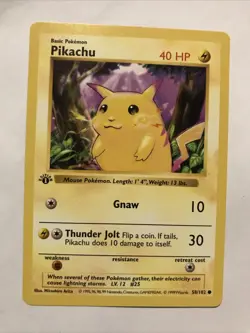 Pikachu Yellow Cheeks 58/102 Pokemon TCG 1st Edition Shadowless Base Set - Image 1