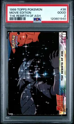 POP 1 1999 TOPPS POKEMON THE MOVIE EDT 38 MOVIE EDITION THE REBIRTH OF ASH PSA 2 - Image 1