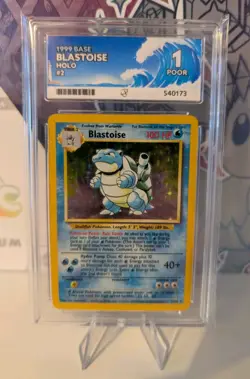 ACE 1 BLASTOISE HOLO #2/102 1999 BASE SET POKEMON CARD VINTAGE WOTC - Image 1