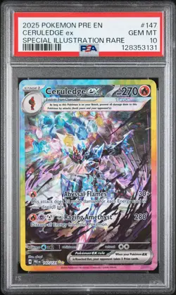 2025 POKEMON PRISMATIC EVOLUTIONS SPECIAL ILLUSTRATION RARE CERULEDGE EX PSA 10 - Image 1