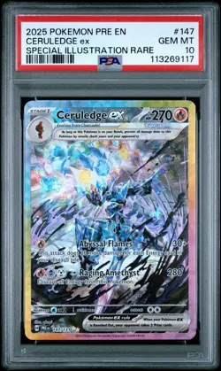 2025 POKEMON PRISMATIC EVOLUTIONS SPECIAL ILLUSTRATION RARE CERULEDGE EX PSA 10 - Image 1