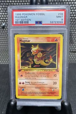 1999 Pokemon Fossil #39 MagMar 1st Edition PSA 9 - Image 1