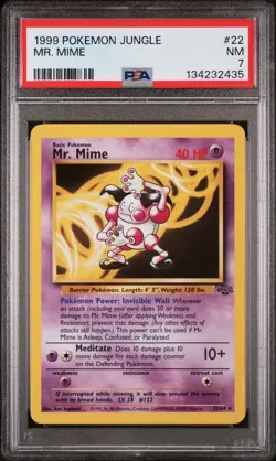 POKEMON CARD 1999 PSA 7 NEAR MINT JUNGLE SET Unlimited #22 Mr Mime Non Holo - Image 1