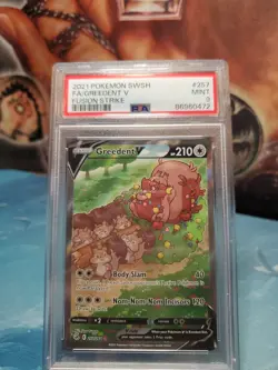 2021 Pokemon SWSH Fusion Strike #257 Greedent V FA PSA 9 MINT - Image 1