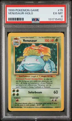 1999 Pokemon Game #15 Venusaur Holo PSA 6 - Image 1
