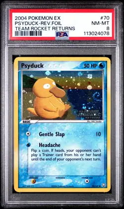 2004 POKEMON EX TEAM ROCKET RETURNS PSYDUCK #70 PSA 8 NM #113024078 (SWIRL) - Image 1