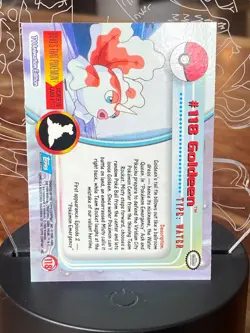 Goldeen #118 Pokemon Topps 1999/2000 TV Animation Blue Logo Series 1 - Image 2