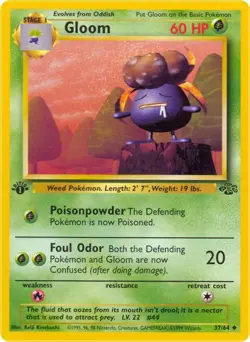 Gloom 37/64 Uncommon Jungle 1st Edition Non Holo Pokemon Card - Image 1