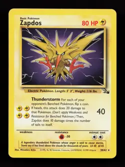 Zapdos 30/62 Non Holo Rare Fossil Pokemon Card - Image 1
