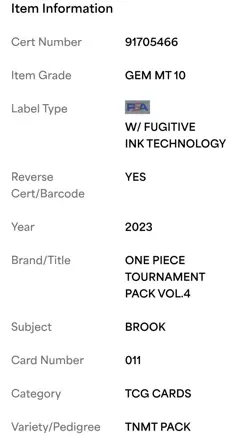 2023 BROOK One Piece ST01-011 Winner Pack Vol. 4 PSA 10 GEM MINT - Image 5