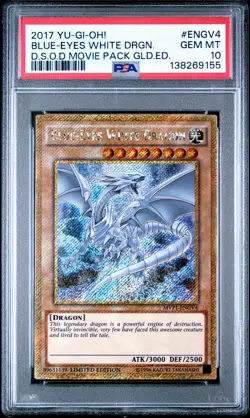 Yu-Gi-Oh! Blue-Eyes White Dragon MVP1-ENGV4 Movie Pack Gold Secret PSA 10 GEM - Image 1