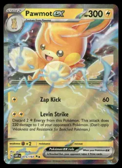 Pokemon Cards Pawmot ex 073/197 Obsidian Flames Double Rare NM - Image 1