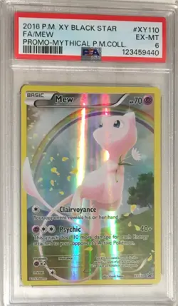 2016 Pokemon XY Black Star PSA 6 Mythical Mew Full Art Holo #XY110 - Image 1