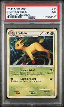 2011 POKEMON CALL OF LEGENDS LEAFEON #13 HOLO PSA 7 NM #113346581 - Image 1