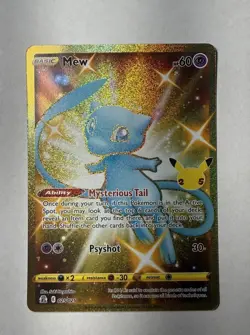 Pokemon TCG Mew 025/025 Celebrations Full Art Ultra Rare Holo NM 2021 Hp 60 Gold - Image 1