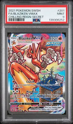 2021 POKEMON SWORD & SHIELD CHILLING REIGN SECRET FULL ART/BLAZIKEN VMAX PSA 9 - Image 1
