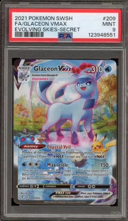 Pokemon Glaceon VMAX Evolving Skies Secret Rare Full Alt Art #209 PSA 9 Mint - Image 1