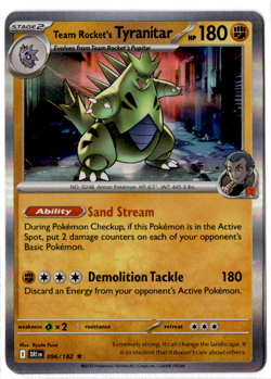Team Rocket's Tyranitar - 096/182 - Holo Rare - Pokemon Destined Rivals - Image 1