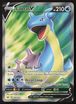 Lapras V Full Art 189/202 Pokemon Sword and Shield Base Set - Image 1