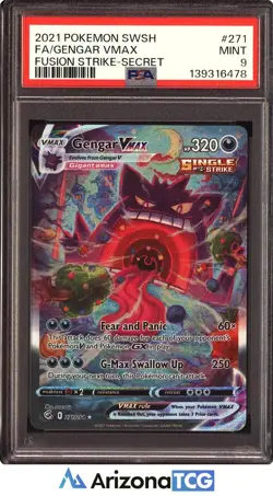 Pokemon 2021 Gengar VMAX 271/264 Alt Art Secret Rare Fusion Strike PSA 9 - Image 1