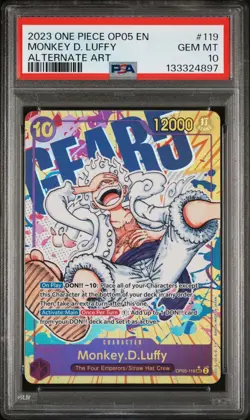 2023 ONE PIECE OP05 119 MONKEY D LUFFY GEAR 5 NIKA SEC ALT ART ENGLISH PSA 10 - Image 1