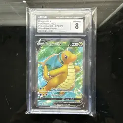 Pokemon TCG Dragonite v Full Art Holo Ultra Rare Card Pokemon Go 076/078 CGC 8 - Image 1