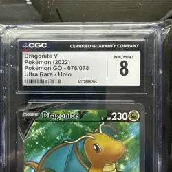 Pokemon TCG Dragonite v Full Art Holo Ultra Rare Card Pokemon Go 076/078 CGC 8 - Image 2
