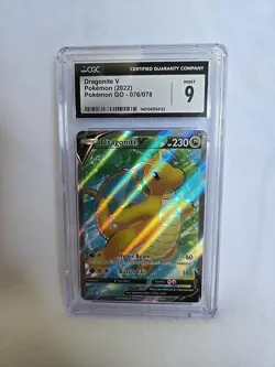 Pokemon TCG Dragonite v Full Art Holo Ultra Rare Card Pokemon Go 076/078 CGC 9 - Image 1