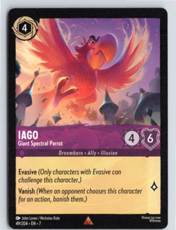 Iago Giant Spectral Parrot Rare Card 49/204 Lorcana Archazia's Island - Image 1