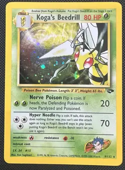 Pokemon Kogas Beedrill 9/132 Holo NM Gym Challenge WOTC Vintage Rare Card - Image 1