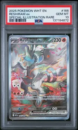 2025 POKEMON WHT EN-WHITE FLARE SPECIAL ILLUSTRATION RARE RESHIRAM EX PSA 10 - Image 1