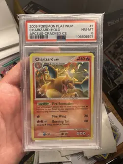 2009 POKEMON PLATINUM ARCEUS 1/99 CHARIZARD CRACKED ICE PSA 8 - Image 1