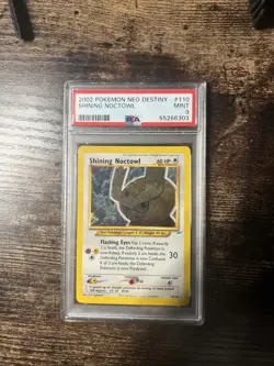 2002 Pokemon TCG Shining Noctowl Neo Destiny 110 Holo Unlimited PSA 9 - Image 1