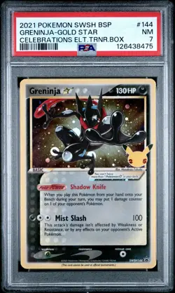 2021 POKEMON SWSH BLACK STAR PROMO #144 GRENINJA-GOLD STAR PSA 7 - Image 1