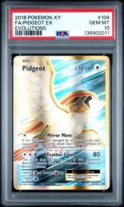 2016 POKEMON XY EVOLUTIONS #104 FULL ART/PIDGEOT EX PSA 10 - Image 1