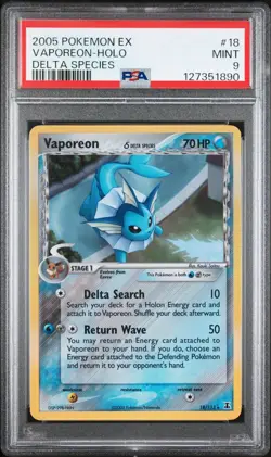 PSA 9 Pokemon Vaporeon Holo EX Delta Species 18/113 GEM MINT - Image 1
