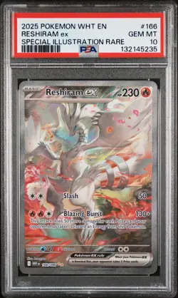 2025 POKEMON WHT EN-WHITE FLARE SPECIAL ILLUSTRATION RARE RESHIRAM EX PSA 10 - Image 1