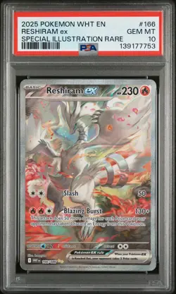 2025 POKEMON WHT EN-WHITE FLARE SPECIAL ILLUSTRATION RARE RESHIRAM EX PSA 10 - Image 1
