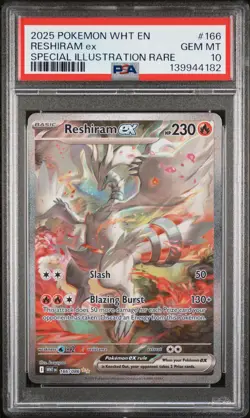 2025 POKEMON WHT EN-WHITE FLARE SPECIAL ILLUSTRATION RARE RESHIRAM EX PSA 10 - Image 1