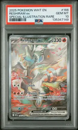 2025 POKEMON WHT EN-WHITE FLARE SPECIAL ILLUSTRATION RARE RESHIRAM EX PSA 10 - Image 1