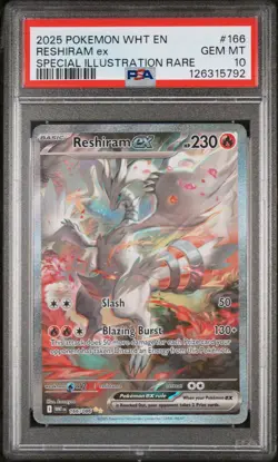2025 POKEMON WHT EN-WHITE FLARE SPECIAL ILLUSTRATION RARE RESHIRAM EX PSA 10 - Image 1