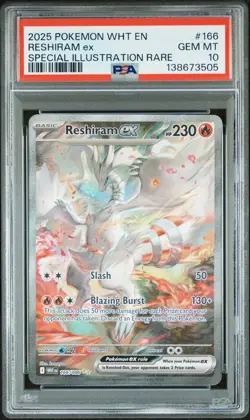 2025 POKEMON WHT EN-WHITE FLARE SPECIAL ILLUSTRATION RARE RESHIRAM EX PSA 10 - Image 1