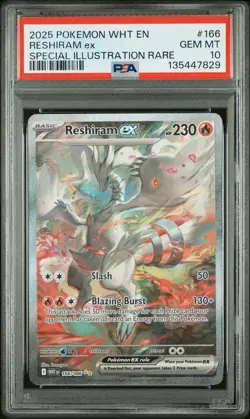 2025 POKEMON WHT EN-WHITE FLARE SPECIAL ILLUSTRATION RARE RESHIRAM EX PSA 10 - Image 1