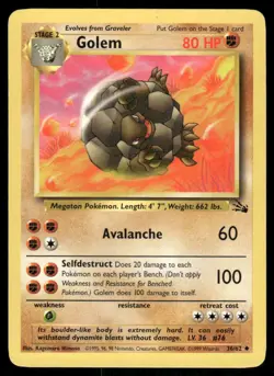 Pokemon Cards Golem 36/62 UNLIMITED Fossil WOTC Uncommon NM - Image 1
