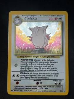ERROR NO SYMBOL - Clefable 1/64 - Holo Rare Pokemon Card JUNGLE SET - Image 1